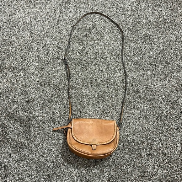 Leather crossbody handbag purse. Tan camel brown Nicoli made in Italy Genuine - Picture 1 of 13